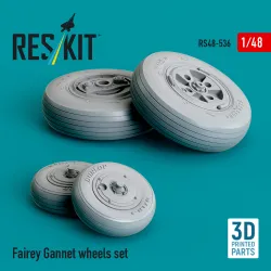Reskit Rs48-0536 1/48 Fairey Gannet Wheels Set 3d Printed Resin Kit