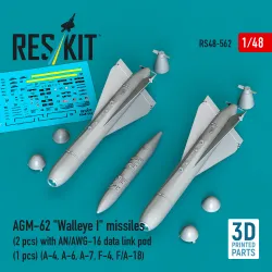 Reskit Rs48-0562 1/48 Agm-62 Walleye I Missiles 2 Pcs With An/Awg-16 Data Link Pod 1 Pcs