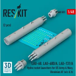 Reskit Rs48-0583 1/48 Lau-68 Lau-68d/A Lau-131/A Hydra Rocket Launchers For Us Army Navy Ukrainian Af A/C H 2pcs 3d Printed