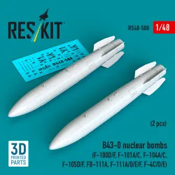 Reskit Rs48-0588 1/48 B43-0 Nuclear Bombs 2 Pcs Resin Kit