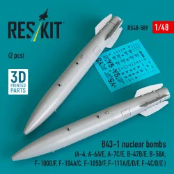 Reskit Rs48-0589 1/48 B43-1 Nuclear Bombs 2 Pcs Resin Kit