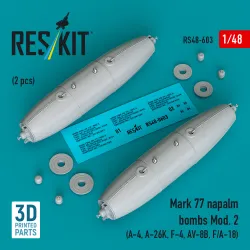 Reskit Rs48-0603 1/48 Mark 77 Napalm Bombs Mod. 2 2pcs Resin Kit