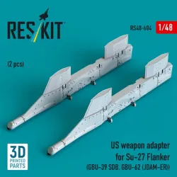 Reskit Rs48-0604 1/48 Us Weapon Adapter For Su-27 Flanker 2 Pcs Gbu-39 Sdb Gbu-62 Jdam-er 3d Printed