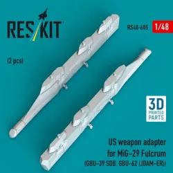 Reskit Rs48-0605 1/48 Us Weapon Adapter For Mig-29 Fulcrum 2 Pcs Gbu-39 Sdb Gbu-62 Jdam-er 3d Printed