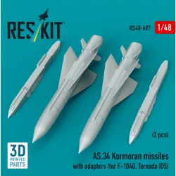 Reskit Rs48-0607 1/48 As 34 Kormoran Missiles With Adapters 2 Pcs For F-104g Tornado Ids 3d Printed