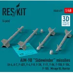 Reskit Rs48-0477 1/48 Aim 9b Sidewinder Missiles 4pcs A4 A7 F4d1 F4 F8 F3h F11 F86 F100 F104 F105 Mirage Iii Harrier 3d Printed