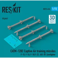Reskit Rs72-0414 1/72 Catm 120c Captive Air Training Missiles 4pcs F15 F16 F18 F22 Jas39 Eurofighter 3d Printed