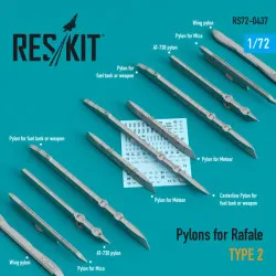 Reskit Rs72-0437 1/72 Pylons For Rafale Type 2 Resin 3d Accessories