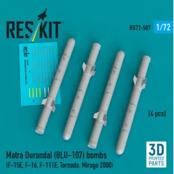 Reskit Rs72-0507 1/72 Matra Durandal Blu-107 Bombs 4pcs F-15e F-16 F-111e Tornado Mirage 2000 3d Printed
