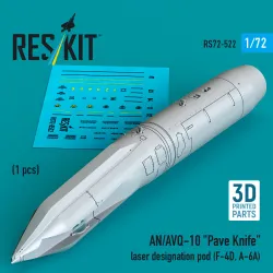 Reskit Rs72-0522 1/72 An/Avq-10 Pave Knife Laser Designation Pod 1 Pcs F-4d A-6a