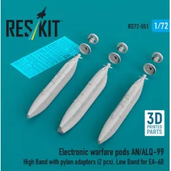 Reskit Rs72-0551 1/72 Electronic Warfare Pods An/Alq-99 High Band With Pylon Adapters 2 Pcs Low Band For Ea-6b 3d Printed