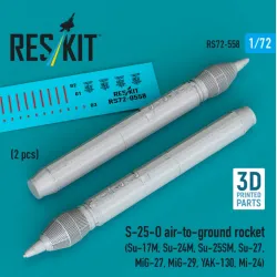 Reskit Rs72-0558 1/72 S-25-o Air-to-ground Rocket 2 Pcs Su-17m Su-24m Su-25sm Su-27 Mig-27 Mig-29 Yak-130 Mi-24 3d Printed