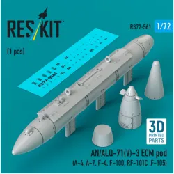 Reskit Rs72-0561 1/72 An/Alq-71v-3 Ecm Pod 1pcs A-4 A-7 F-4 F-100 Rf-101c F-105 3d Printed