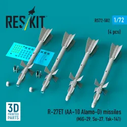 Reskit Rs72-0582 1/72 R-27et Aa-10 Alamo-d Missiles 4 Pcs Resin Kit