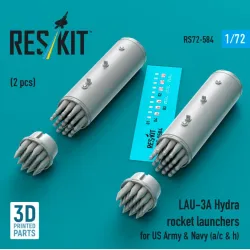 Reskit Rs72-0584 1/72 Lau-3a Hydra Rocket Launchers For Us Army Navy A/C H 2pcs 3d Printed
