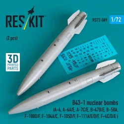 Reskit Rs72-0589 1/72 B43-1 Nuclear Bombs 2 Pcs Resin Kit