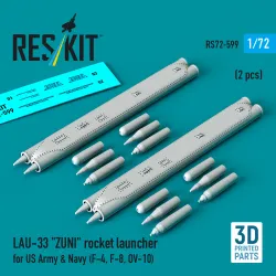 Reskit Rs72-0599 1/72 Lau-33 Zuni Rocket Launcher For Us Army And Navy 2 Pcs