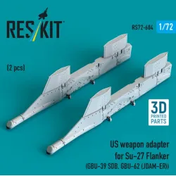 Reskit Rs72-0604 1/72 Us Weapon Adapter For Su-27 Flanker 2 Pcs Gbu-39 Sdb Gbu-62 Jdam-er 3d Printed