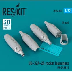 Reskit Rs72-0453 1/72 Ub32a24 Rocket Launchers 4pcs Mi24 Mi8 3d Printed