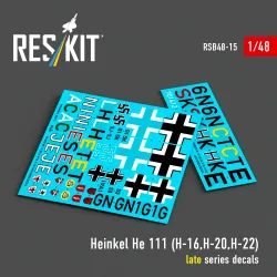 Reskit Rsb48-0015 1/48 Decal For Heinkel He 111 H-16 H-20 H-22 Late Series Decal