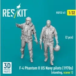 Reskit Rsf32-0061 1/32 F-4 Phantom Ii Us Navy Pilots 1970s Standing Scene 1 2 Pcs 3d Printed