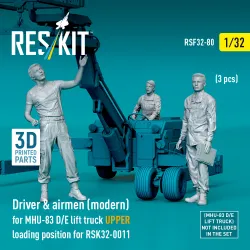 Reskit Rsf32-0080 1/32 Driver And Airmen Modern 3 Pcs Mhu-83 D/E Lift Truck Upper Loading Position For Rsk32-0011
