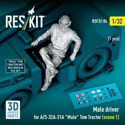 Reskit Rsf32-0084 1/32 Male Driver For A/S-32a-31a Mule Tow Tractor Scene 1 1pcs