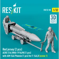 Reskit Rsf32-0088 1/32 Red Jersey 2 Pcs Aero 21a Mhu-191a/M 1 Pcs With Aim-54a Phoenix 1 Pcs For F-14a B Scene 1 3d Printed
