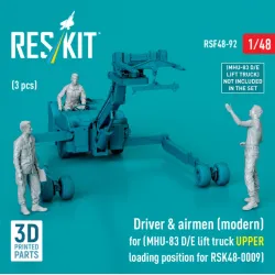 Reskit Rsf48-0092 1/48 Driver Airmen Modern 3 Pcs Mhu-83 D/E Lift Truck Upper Loading Position For Rsk48-0009 3d Printed