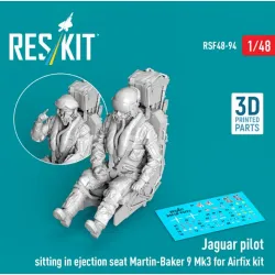 Reskit Rsf48-0094 1/48 Jaguar Pilot Sitting In Ejection Seat Martin-baker 9 Mk3 For Airfix Kit 3d Printed