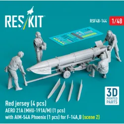 Reskit Rsf48-0144 1/48 Red Jersey 4 Pcs Aero 21a Mhu-191a/M 1 Pcs With Aim-54a Phoenix 1 Pcs For F-14a B Scene 2 3d Printed
