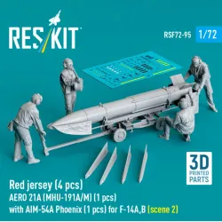 Reskit Rsf72-0095 1/72 Red Jersey 4 Pcs Aero 21a Mhu-191a/M 1 Pcs With Aim-54a Phoenix 1 Pcs For F-14a B Scene 2 3d Printed