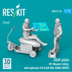 Reskit Rsf72-0136 1/72 Usaf Pilots 2pcs M1 Weaver Hydraulic Bomb Lift An-m64 500lb Ww2 3d Printed