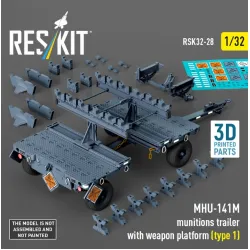 Reskit Rsk32-0028 1/32 Mhu-141m Munitions Trailer With Weapon Platform Type 1 3d Printed Model Kit