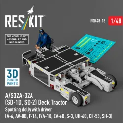 Reskit Rsk48-0018 1/48 A/S32a-32a Sd-1d Sd-2 Deck Tractor Spotting Dolly With Driver A-6 Av-8b F-14 F/A-18 Ea-6b S-3 Uh-60 Ch-53 Sh-3 3d Printed Model Kit
