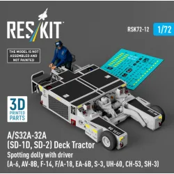 Reskit Rsk72-0012 1/72 A/S32a-32a Sd-1d Sd-2 Deck Tractor Spotting Dolly With Driver A-6 Av-8b F-14 F/A-18 Ea-6b S-3 Uh-60 Ch-53 Sh-3 3d Printed Model Kit