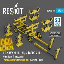 Reskit Rsk72-0020 1/32 Us Navy Mhu-191/M Aero 21a Munitions Transporter With Adapters For Missiles Carrier Fleet