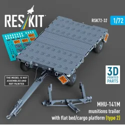 Reskit Rsk72-0032 1/72 Mhu-141m Munitions Trailer With Flat Bed/Cargo Platform Type 2 3d Printed Model Kit