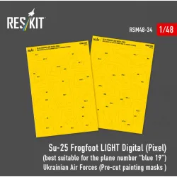 Reskit Rsm48-0034 1/48 Su-25 Frogfoot Light Digital Pixel Best Suitable For The Plane Number Blue 19 Ukrainian Air Forces Pre-cut Painting Masks