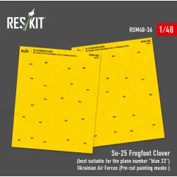 Reskit Rsm48-0036 1/48 Su-25 Frogfoot Clover Best Suitable For The Plane Number Blue 22 Ukrainian Air Forces Pre-cut Painting Masks