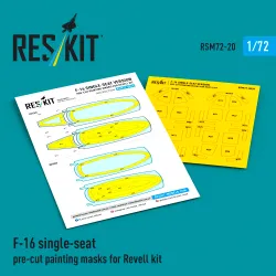 Reskit Rsm72-0020 1/72 Painting Mask For F-16 Single-seat Pre-cut For Revell