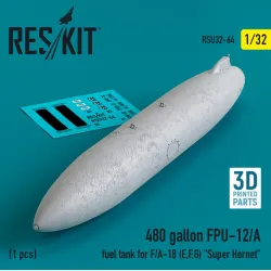 Reskit Rsu32-0064 1/32 480 Gallon Fpu12a Fuel Tank For F A18 E F G Super Hornet 1pcs 3d Printed