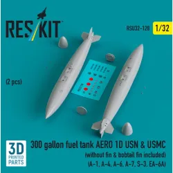 Reskit Rsu32-0128 1/32 300 Gallon Fuel Tank Aero 1d Usn Usmc 2pcs Without Fin Bobtail Fin Included A1 A4 A6 A7 S3 Ea 6a 3d Printed