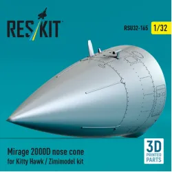 Reskit Rsu32-0165 1/32 Mirage 2000d Nose Cone For Kitty Hawk / Zimimodel Kit 3d Printed