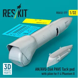 Reskit Rsu32-0177 1/32 An/Avq-26a Pave Tack Pod With Pilon For F-4 Phantom Ii 3d Printed