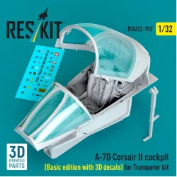 Reskit Rsu32-0192 1/32 A-7d Corsair Ii Cockpit Basic Edition With 3d Decals For Trumpeter Kit 3d Printed