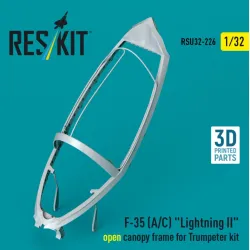 Reskit Rsu32-0226 1/32 F-35 A/C Lightning 2 Open Canopy Frame For Trumpeter Kit 3d Printed
