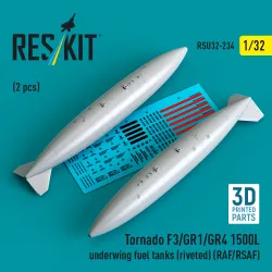 Reskit Rsu32-00234 1/32 Tornado F3/Gr1/Gr4 1500l Underwing Fuel Tanks Riveted Raf/Rsaf