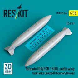 Reskit Rsu32-00235 1/32 Tornado Ids/Ecr 1500l Underwing Fuel Tanks Welded German Af / Italian Af 2 Pcs