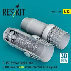 Reskit Rsu32-0259 1/32 F‑15E Strike Eagle late F100 PW 229 open exhaust nozzles for Tamiya kit 3D Printed